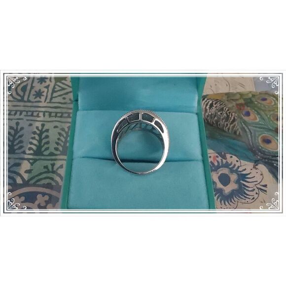 Gorgeous One Carat Genuine Diamond Wide Beaded Band Ring Sz 8 - Picture 5 of 7